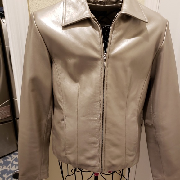 Leather-Brisha Champange Colored Jacket Sz Sm - Picture 8 of 8